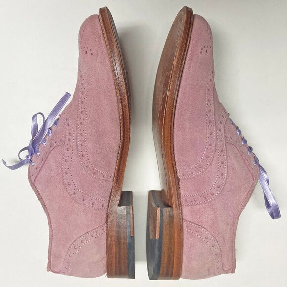 Sofia Luzon Pink Suede Brogues Oxfords Shoes EU 37 US 6.5 Spain Lace-up Handmade - Picture 5 of 9